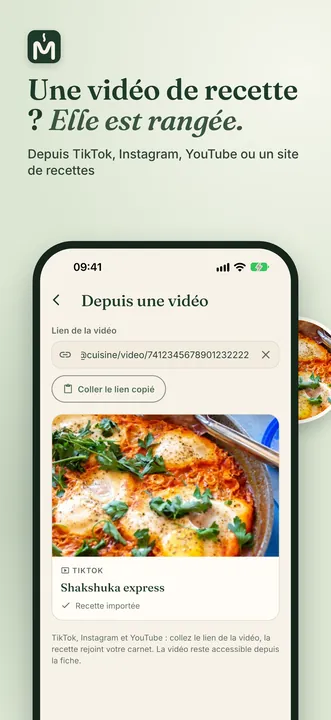 Import d'une vidéo de recette