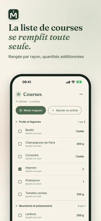 Liste de courses par rayon